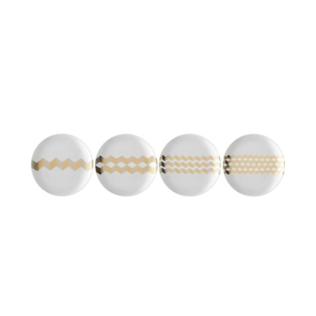 LSA Chevron Teaplate 16cm Gold Assorted Set of 4