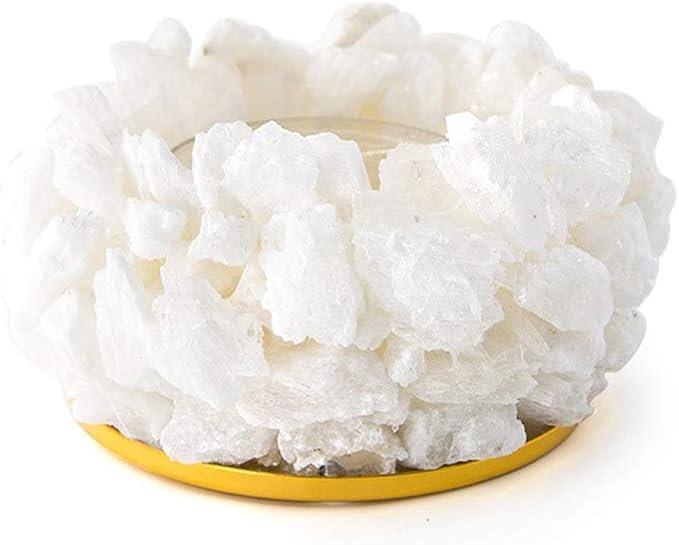 Crystal Gypsum Stone Tea Light Candle Holder White