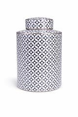 Black and White Print Ceramic Lidded Jar H32cm