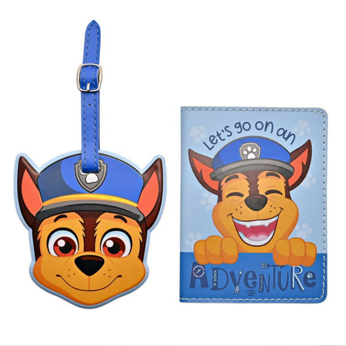 Paw Patrol Chase PU Leather Passport and Luggage Tag Blue