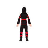 Girls Ninja Costume  Black and Red Warrior Outfit with Hood and Mask 5-6 Years