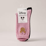 Women's Disney Mickey Mouse Glitter Socks 6 Pairs UK 6-8 Pink and Black