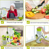 Rotary Food Grater with 3 Stainless Steel Attachments White and Green