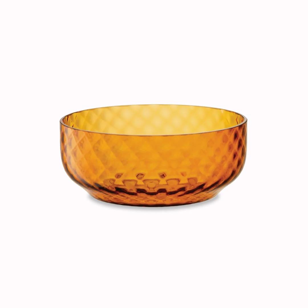 LSA Dapple Mouth-Blown Glass Bowl 22.5cm Sun Amber