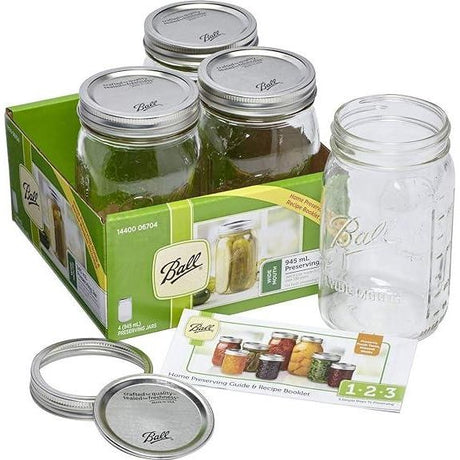Ball Wide Mouth Mason Jars - 946ml Pack of 4