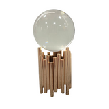 Crystal Ball with Gold Geometric Metal Stand 20cm