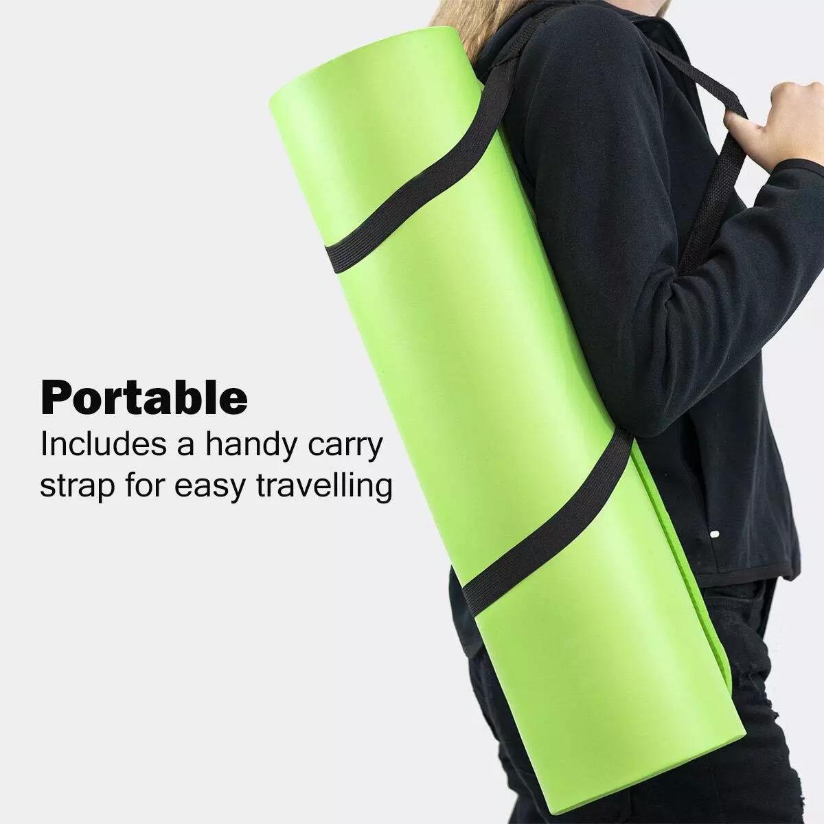 UBUNG Yoga Mat Non Slip with Carry Strap 10mm Thick Exercise Mat for Home Workouts Pilates Yoga Green