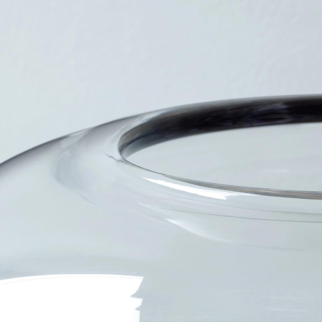 LSA Oblate Glass Vase Lantern 28cm with Walnut Base Clear