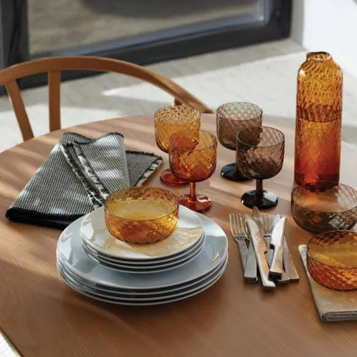 LSA Dapple 1L Glass Carafe Amber