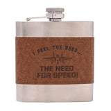 Top Gun Stainless Steel 6oz Hip Flask with Faux Leather Sleeve Brown