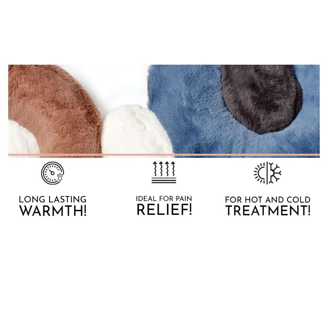 Luxury Hot Water Bottle with Faux Fur Cover Medium 1.8L Dusty Pink