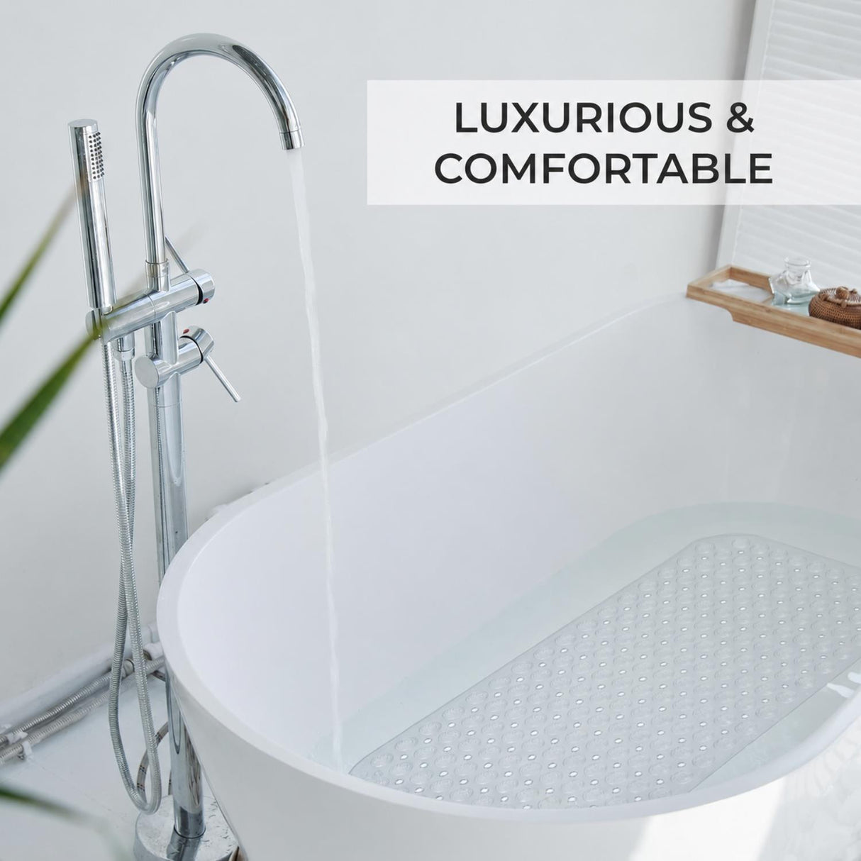 Non-Slip Durable Bath Shower Mat with Suction Cups 40cm x 100cm Clear