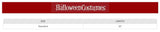 Size chart showing standard size and 32 inch length for womens fancy dress accessory