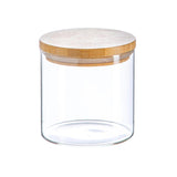 Clear Glass Cylinder Storage Jar with Bamboo Lid 550ml