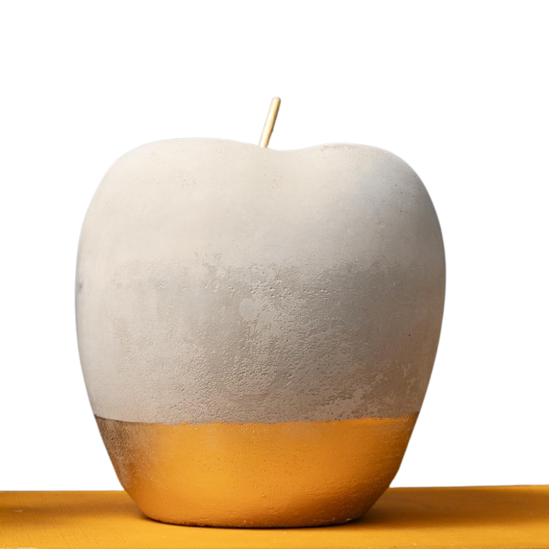 Modern Concrete Apple and Pear Decorative Ornament Set with Gold Detail