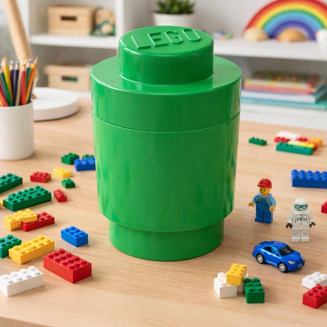 LEGO Round 1-Stud Stackable Storage Brick Green