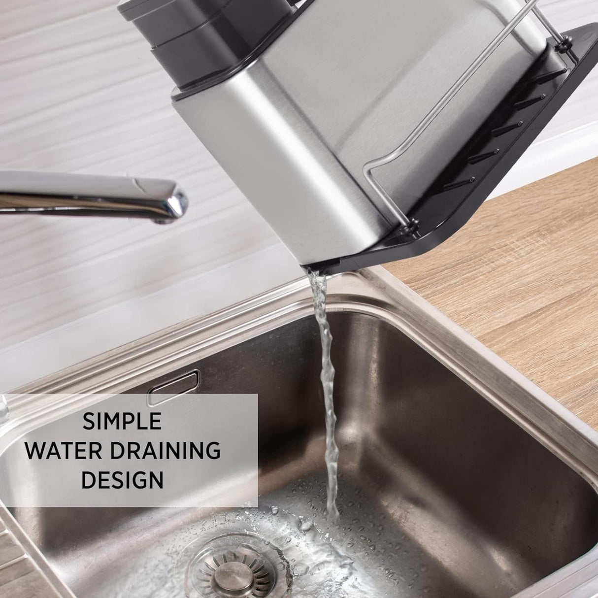 Kitchen Sink Organiser with 340ml Soap Dispenser Pump Silver