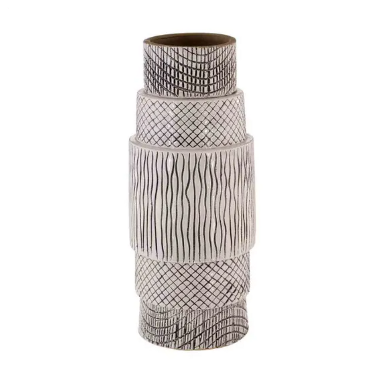 Mono Earthenware Vase Black and White Design