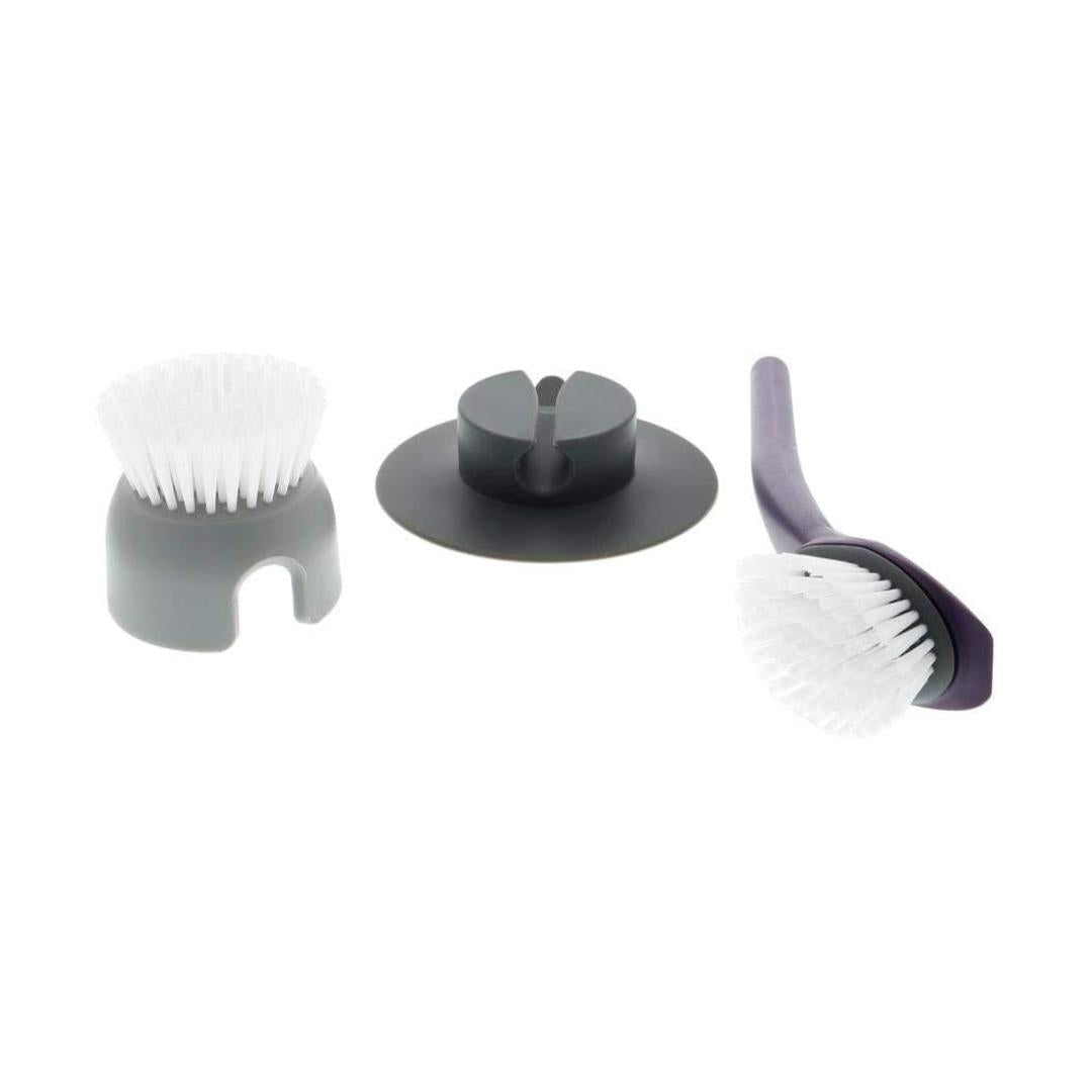 Calitek Washing Up Brush Set of Two with Suction Cup Holder