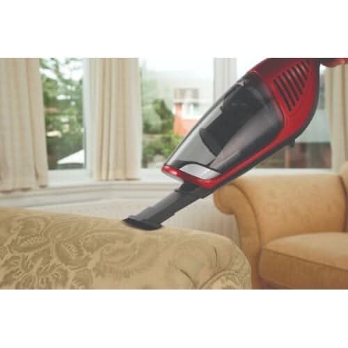 Morphy Richards 2-in-1 vacuum cleaner in red for efficient cleaning of upholstery and carpets