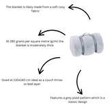 Clarysse Grey Soft Cosy Fleece - 130x160cm