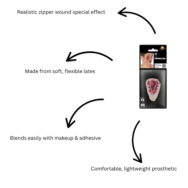 Halloween Fancy Dress Zip Eye Latex Scar Wound