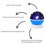 DS Living Moon and Star Projector Night Light for Children Blue