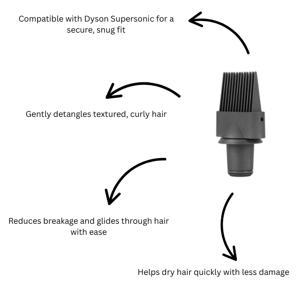 Wide Tooth Comb Attachment for Dyson Supersonic Hair Dryer Grey