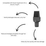 Wide Tooth Comb Attachment for Dyson Supersonic Hair Dryer Grey