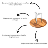Burger Skewer Set – Stainless Steel & Wooden Plate