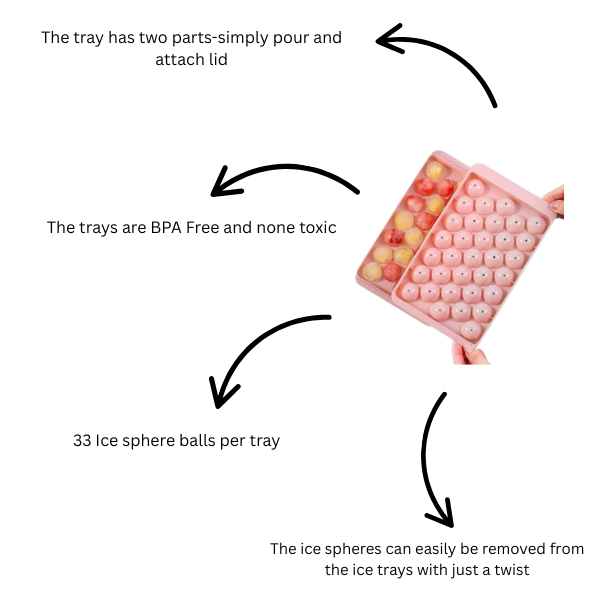 Mini Sphere Ice Cube Tray x 2 and Holder Pink