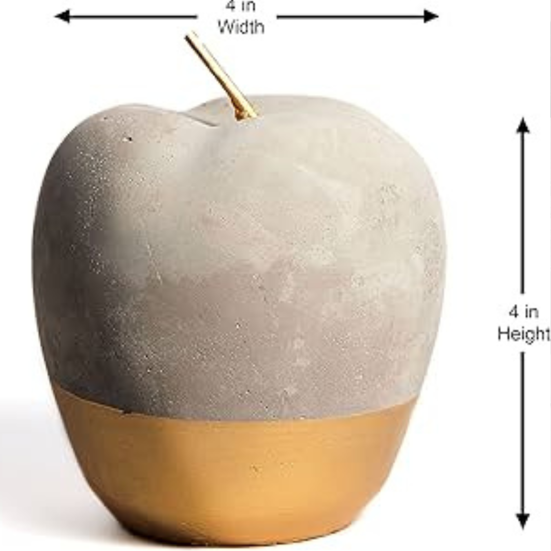 Modern Concrete Apple and Pear Decorative Ornament Set with Gold Detail