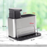 Kitchen Sink Organiser with 340ml Soap Dispenser Pump Silver