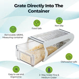 2-Way Stainless Steel Food Grater with 480ml Measuring Box