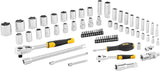STANLEY 1/4 inch and 1/2 inch 72 Tooth Ratchets and Socket Set with Accessories