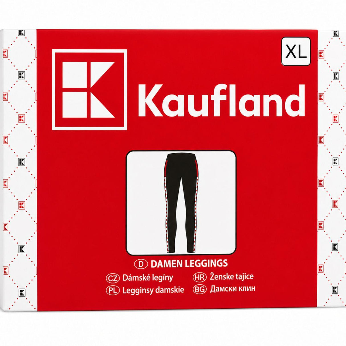 Kaufland Women's Logo Cotton Stretch Leggings Black Red Size XL