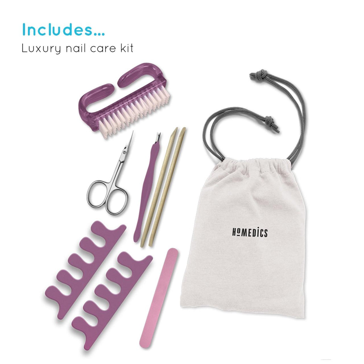 Homedics Luxury Foot Spa with Relaxing Hydro-Massage and Nail Care Kit Purple