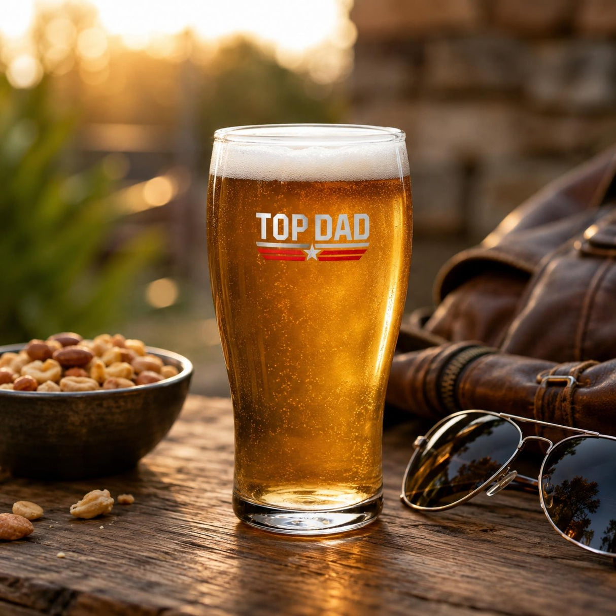 Top Gun Top Dad Pint Glass Clear
