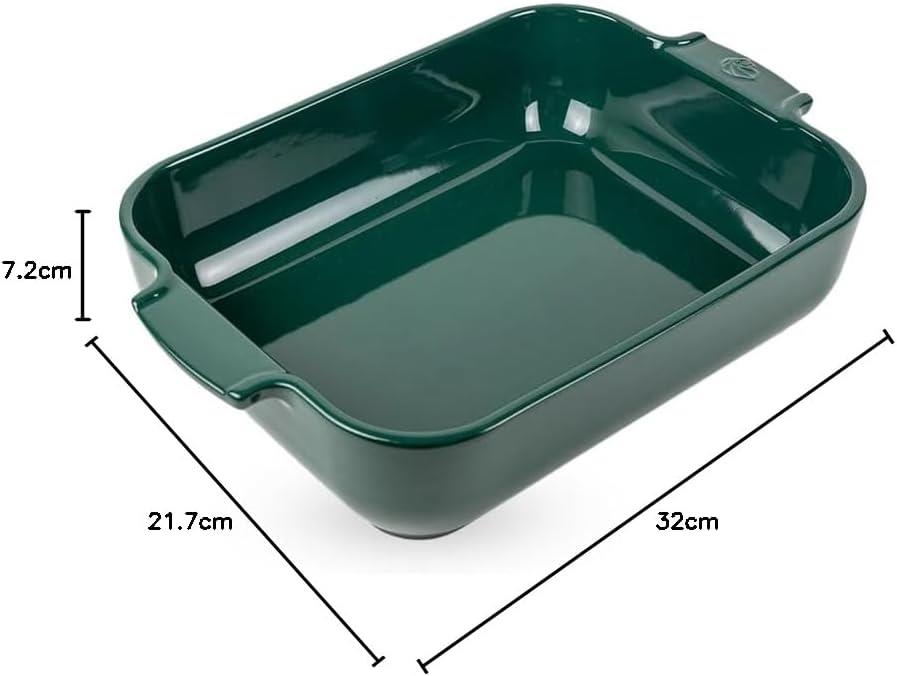 Peugeot Appolia Rectangular Ceramic Dish 32cm Forest Green
