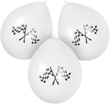 Formula Race Chequered Flag Latex Party Balloons x 6 Black and White