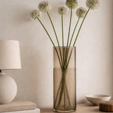 LSA Wicker Tall Mouth Blown Vase 40cm Taupe
