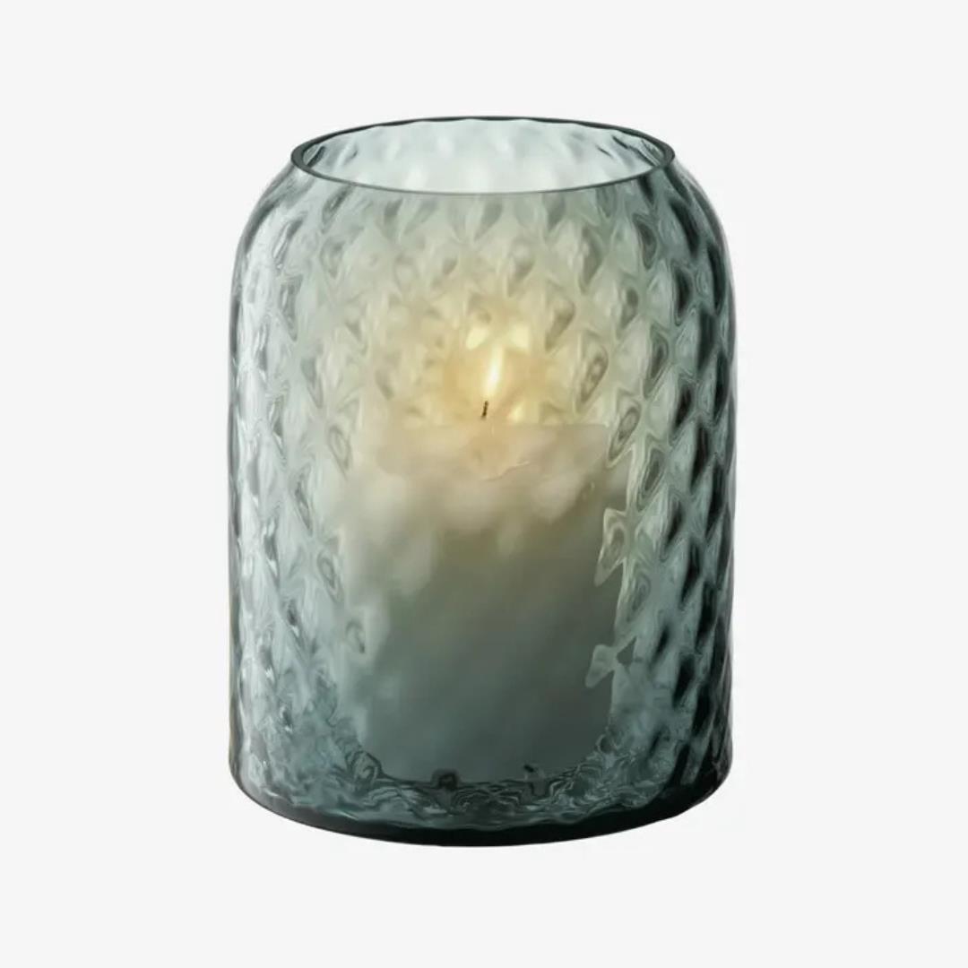 LSA Dapple Glass Vase Lantern Height 16cm Water Blue