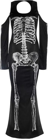 Leg Avenue Cold Shoulder Dress Skelton Print with Side Slit XL