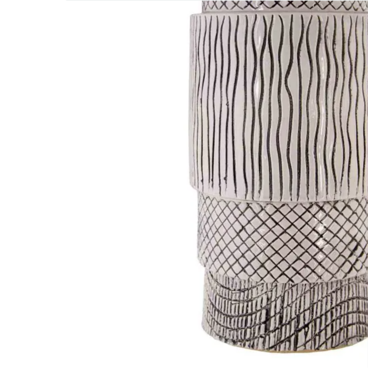 Mono Earthenware Vase Black and White Design