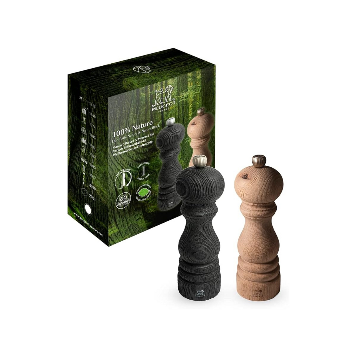 Peugeot Paris Nature Duo Salt and Pepper Set 18cm Natural/Black
