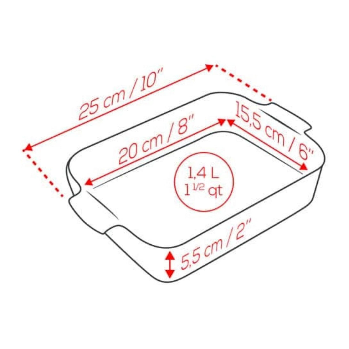 Peugeot Appolia Rectangular Baker Dish 25cm Satin Black