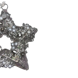 Silver Snowflake Tree Topper Beaded Star with Ribbon