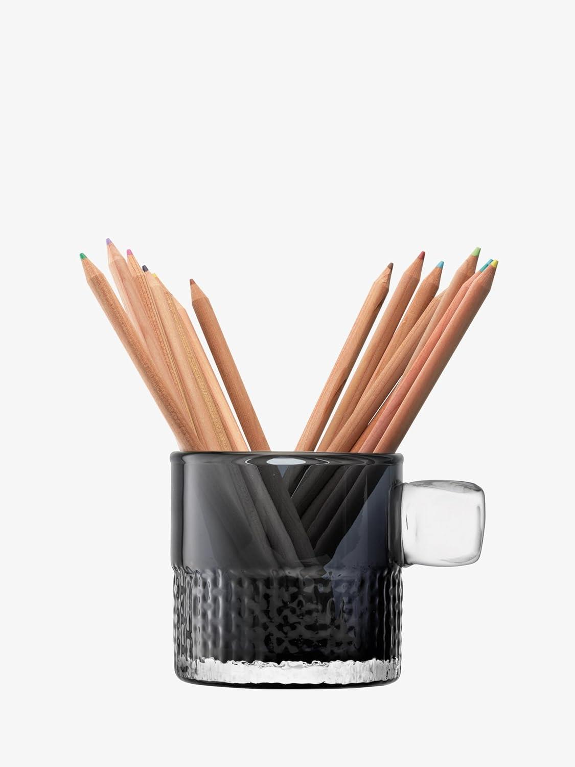 LSA Glass Tealight Holder with Handle 9cm Slate