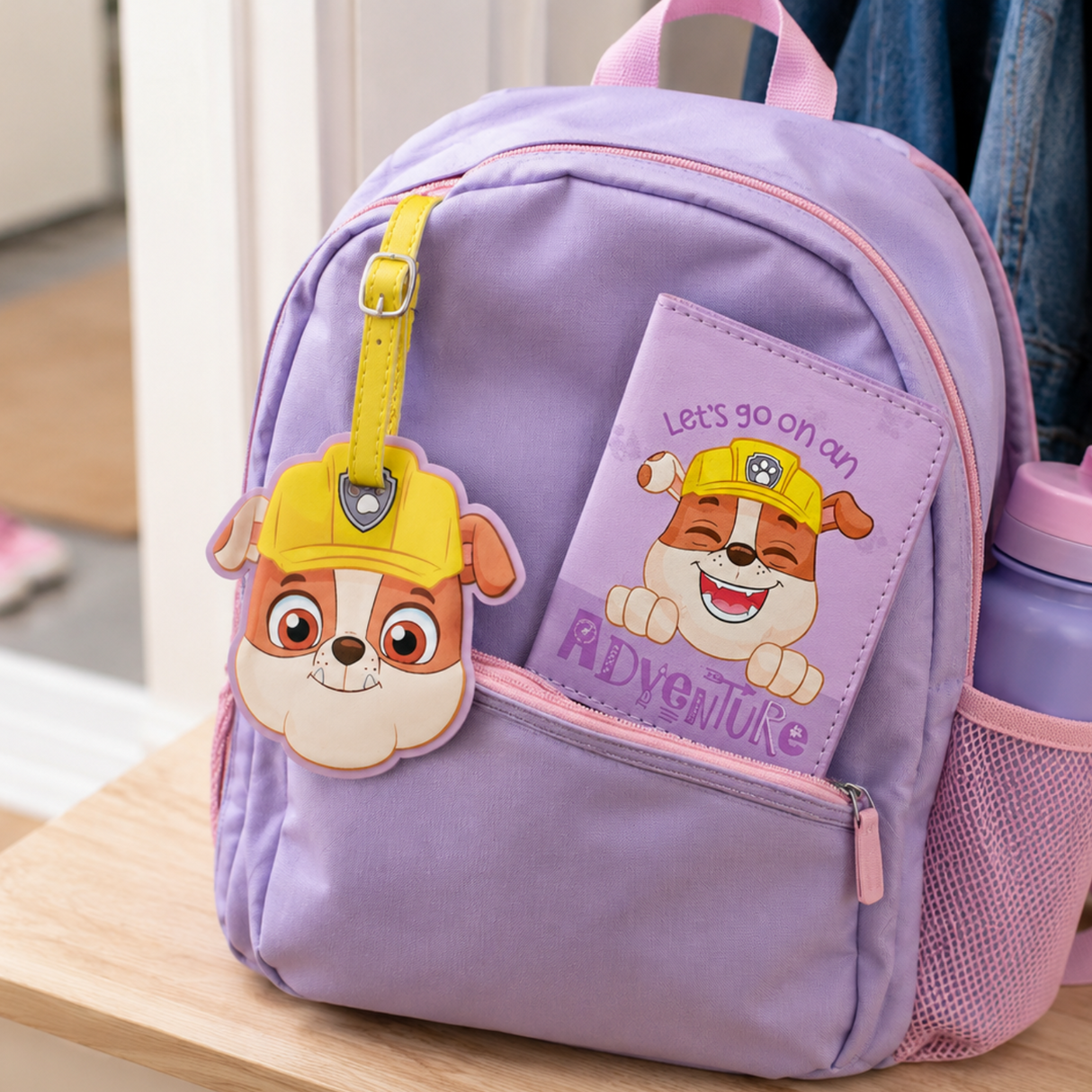 Paw Patrol Rubble PU Leather Passport and Luggage Tag Multi