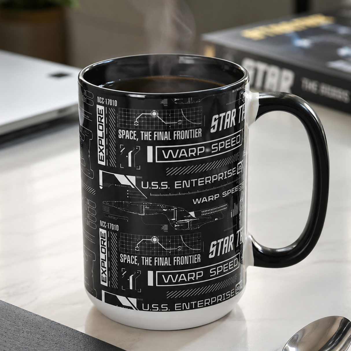 Star Trek Tech Black and White 444ml Mug The Final Frontier Design